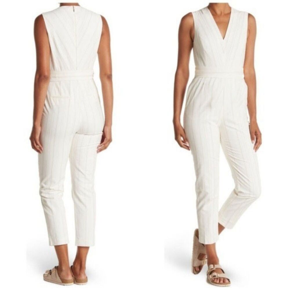 Tailored Rebecca Taylor Striped V-Neck Sleeveless Jumpsuit Size 12